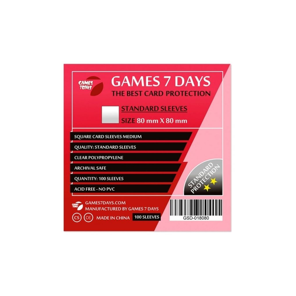 Протектор для карт Games 7 Days 80 х 80 мм, Square Medium, 100 шт (STANDART) (GSD-018080) - изображение 1