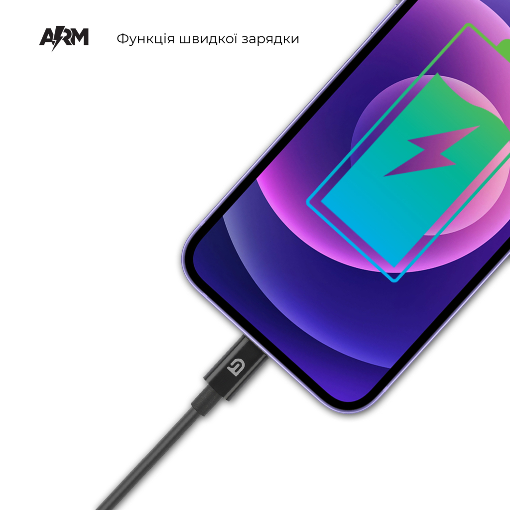 Зарядний пристрій Armorstandart AR-C43 Type-C PD30W + USB QC 3.0 Grey + cable Lightning (ARM82462) - зображення 3