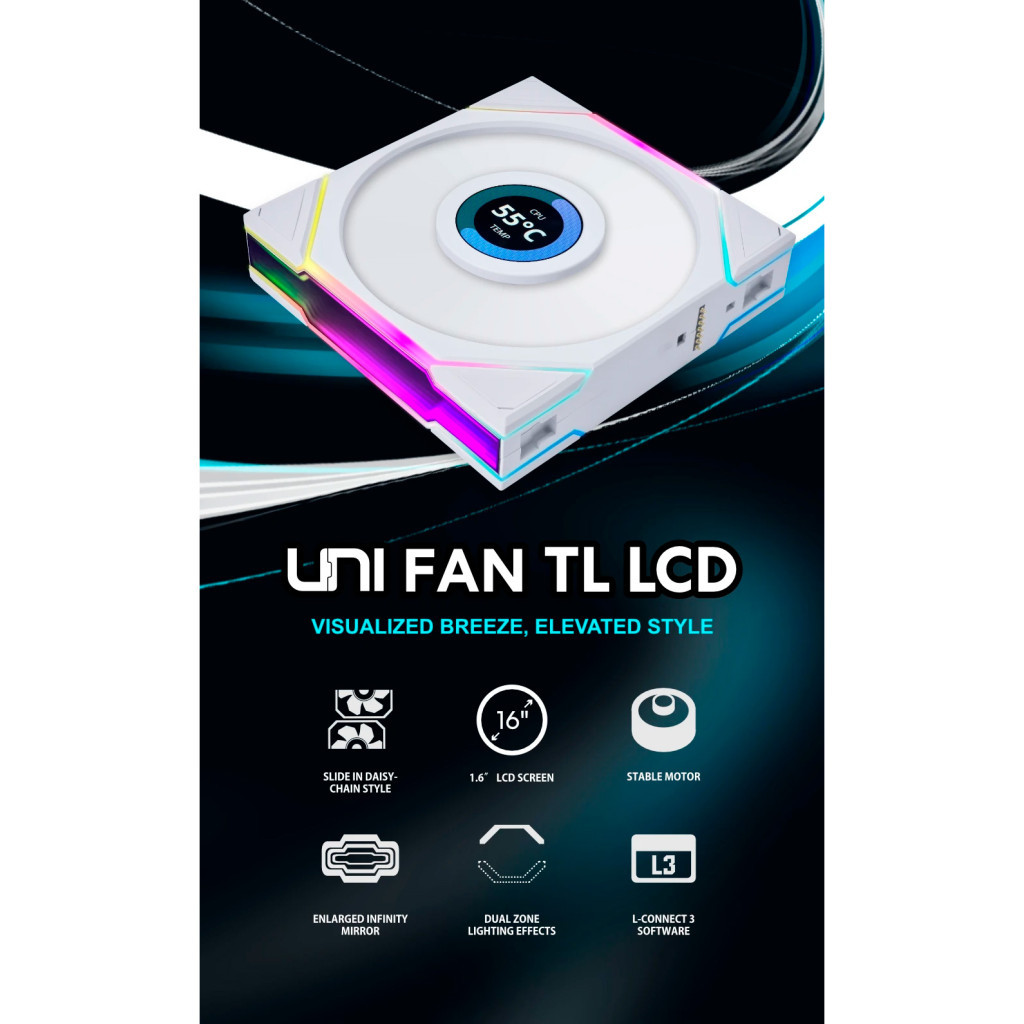 Кулер до корпусу Lian Li TLLCD 120-1, White Cooler (G99.12TLLCD1W.00) - зображення 4