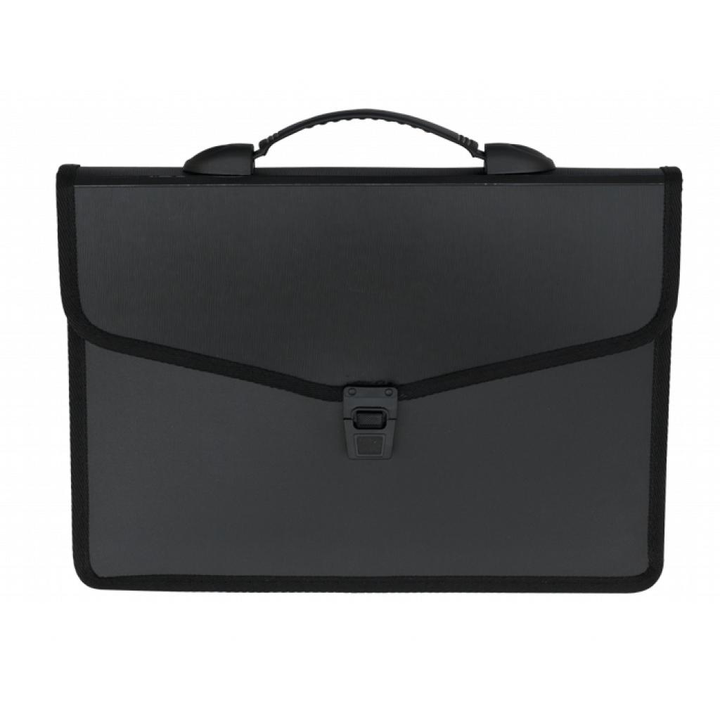 Папка - портфель Buromax 3 compartments, with a lock, black (BM.3734-01) - зображення 1
