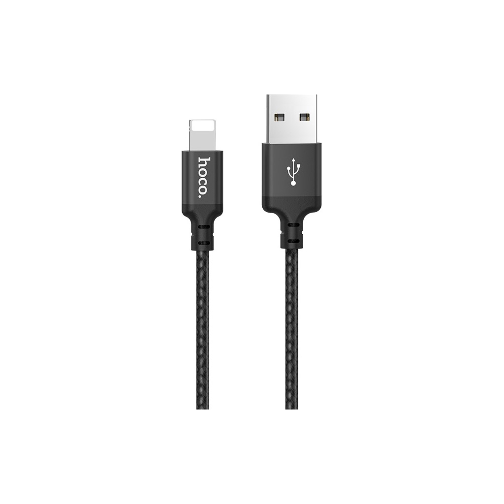 Дата кабель USB 2.0 AM to Lightning 1.0m 2A nylon X14 black HOCO (6957531062820) - зображення 1