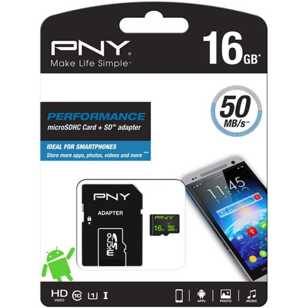 Карта пам'яті PNY flash 16GB microSDHC class 10 (SDU16GPER50-EF) - зображення 4