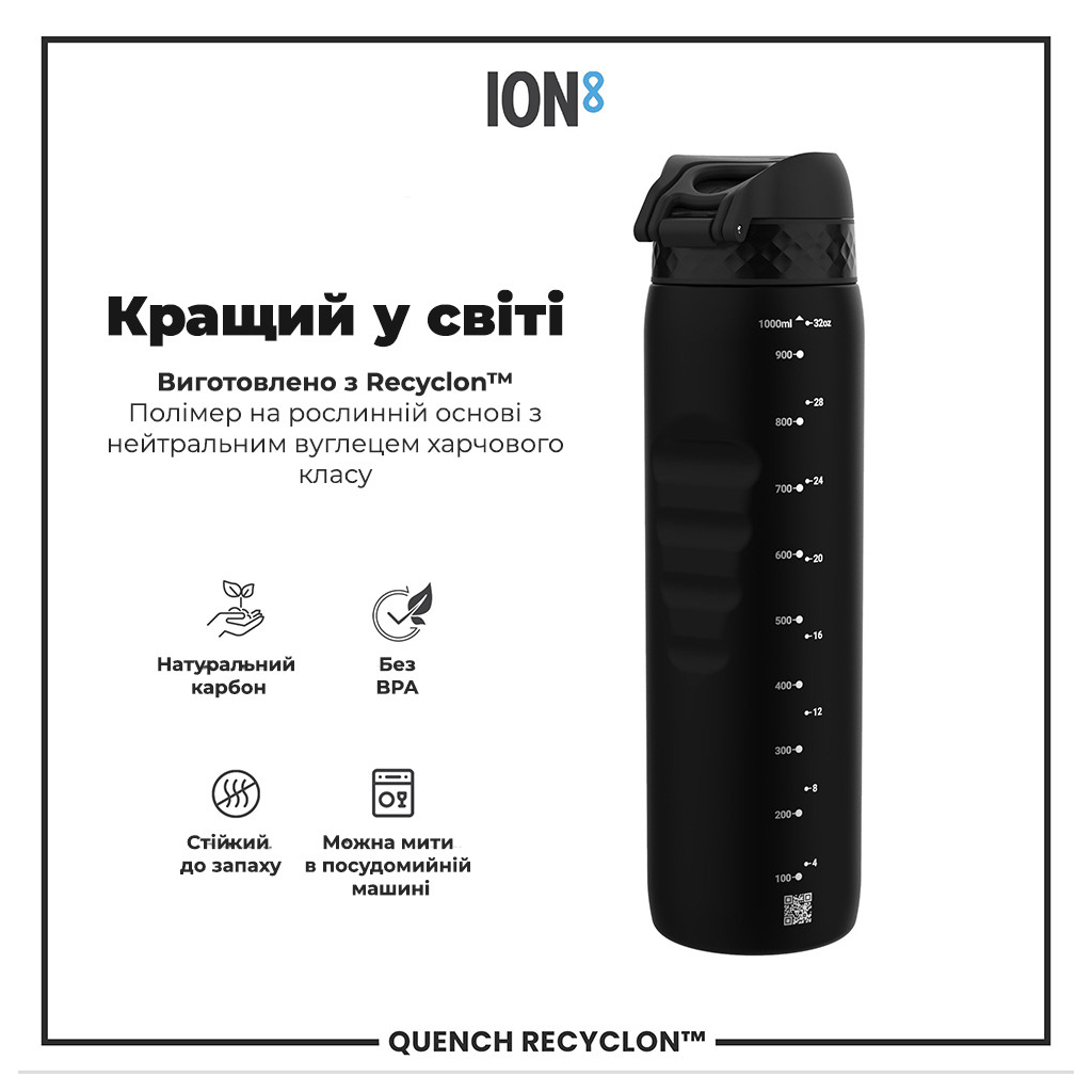 Пляшка для води ION8 OneTouch 1000 мл BPA Free, Black (I8RF1000BLK) - зображення 6
