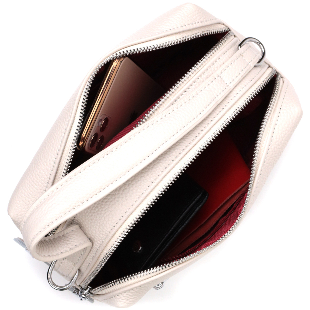 Сумка Vintage Жіноча прямокутна на два відділення з натуральної шкіри Біла (22344) - зображення 5