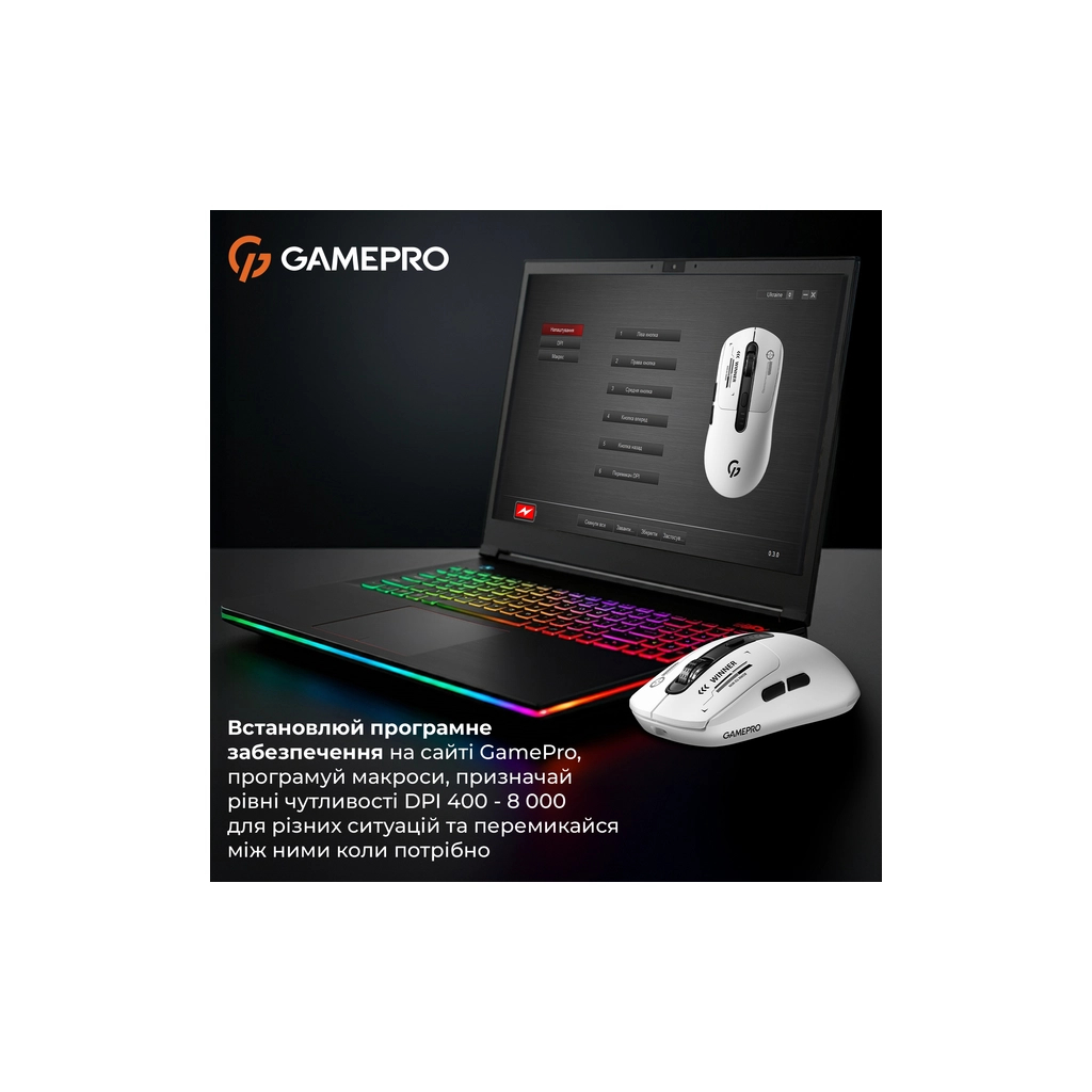 Мишка GamePro Genesis Winner Wireless/Bluetooth/USB White (GM079W) - зображення 8