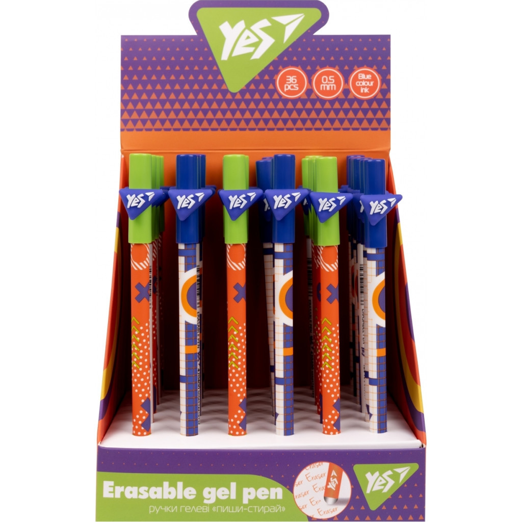 Ручка гелева Yes пиши-стирай Erudite 0,5 мм, синя в асортименті (420400) - зображення 3