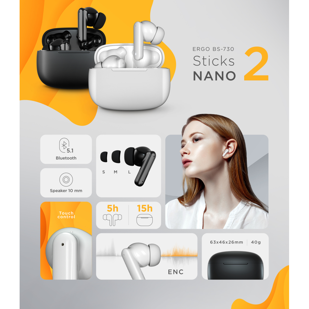 Навушники Ergo BS-730 Sticks Nano 2 White (BS-730W) - зображення 8