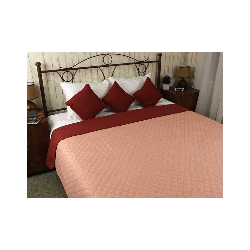 Покривало Руно двостороннє декоративне Ромб бордово-бежеве 212х240 см (329.52У_ББ ромб) - зображення 4