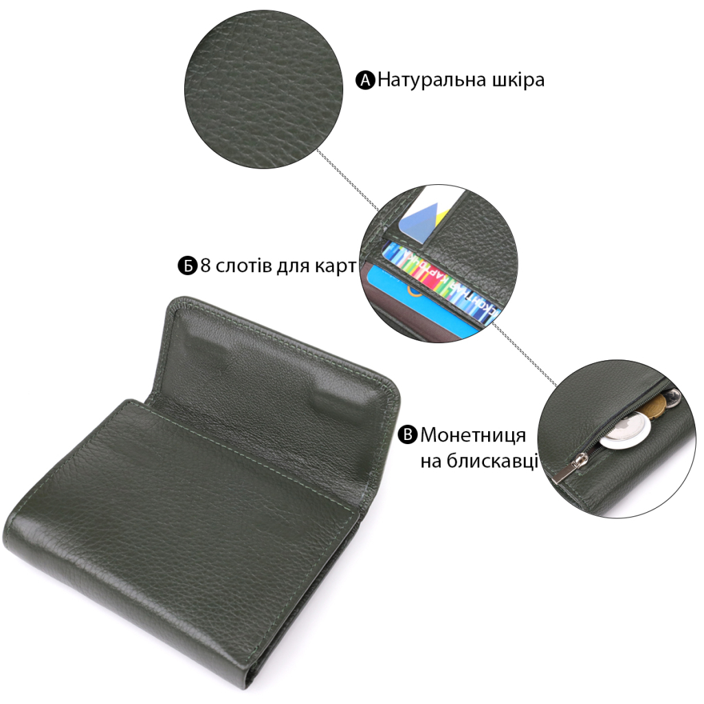 Гаманець ST Leather З натуральної шкіри Зелений (23074) - зображення 4