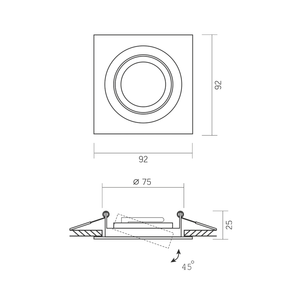 Світильник точковий Videx під лампу GU10 врізний Квадрат Чорний (VL-SPF08S-B) - изображение 2