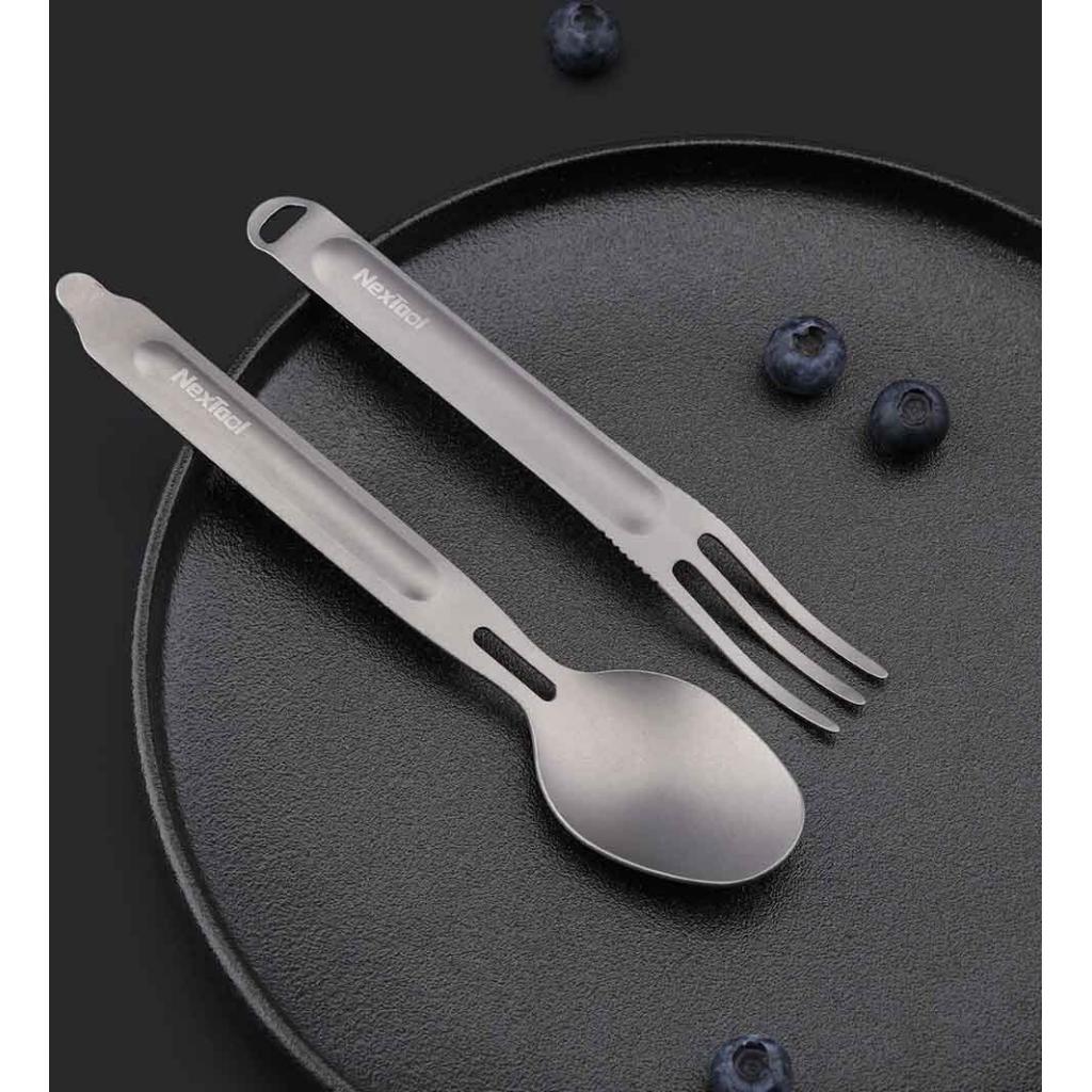 Набір туристичного посуду NexTool Titanium виделка + ложка (665001) - зображення 1