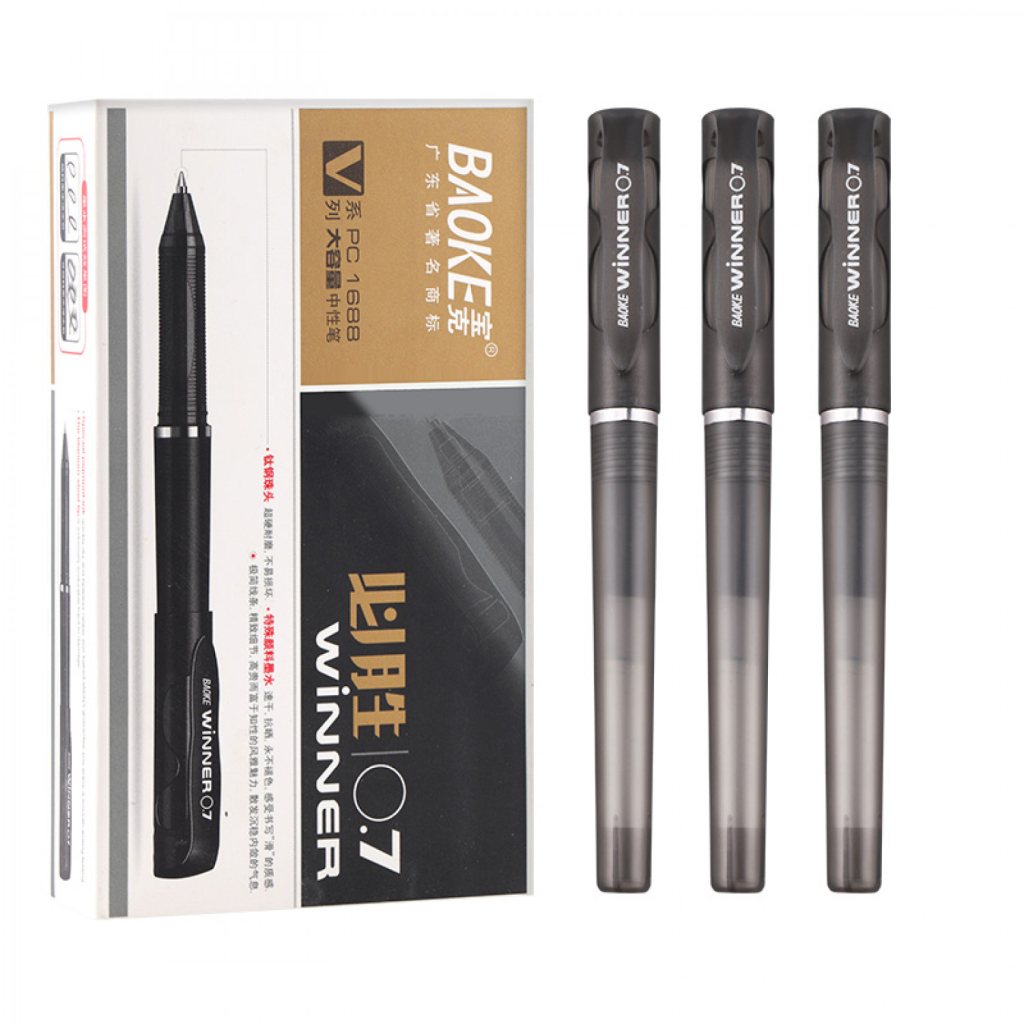 Ручка гелева Baoke Winner 0.7 мм, чорна (PEN-BAO-PC1688-B) - зображення 2