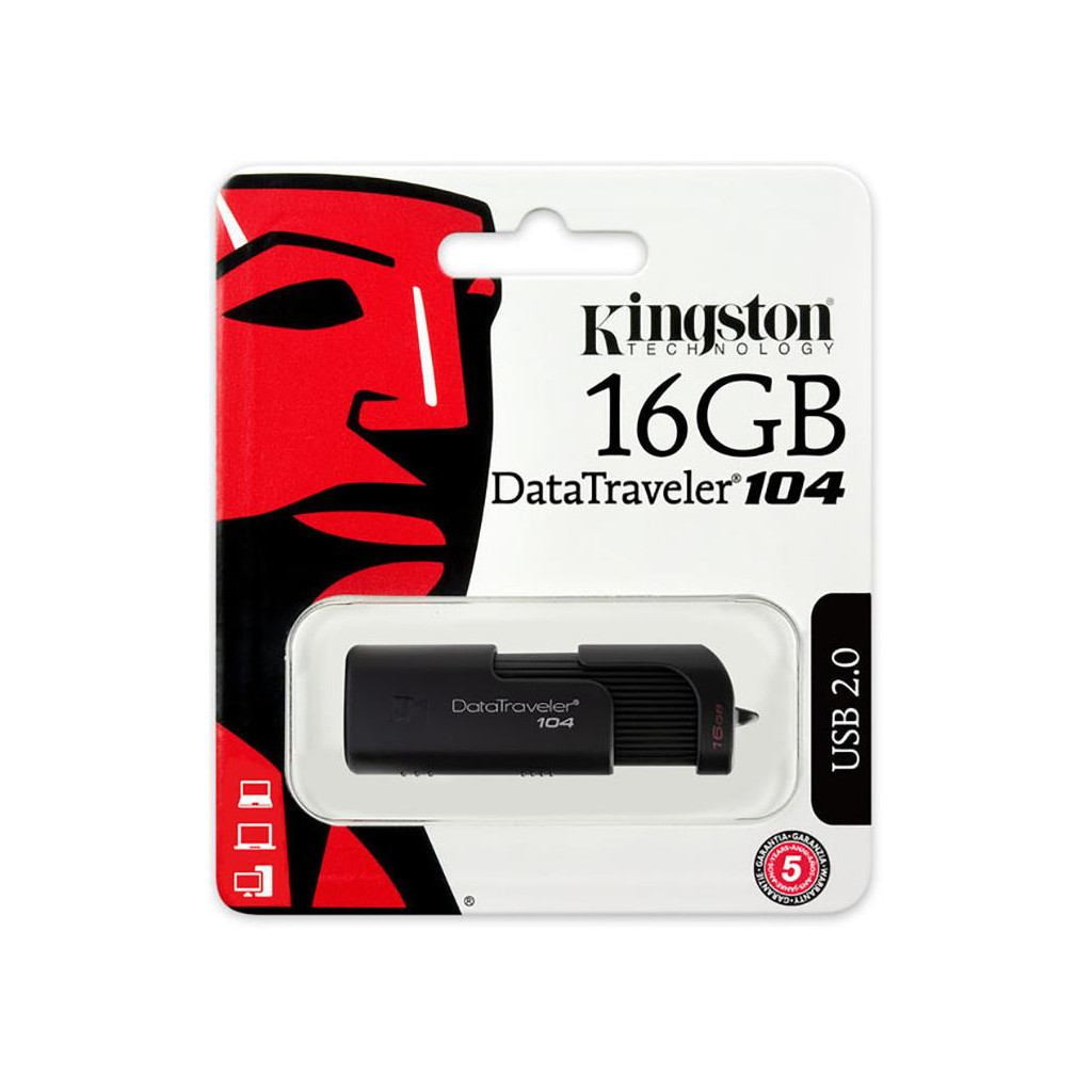 USB флеш накопичувач Kingston 16GB DataTraveller 104 Black USB 2.0 (DT104/16GB) - зображення 6