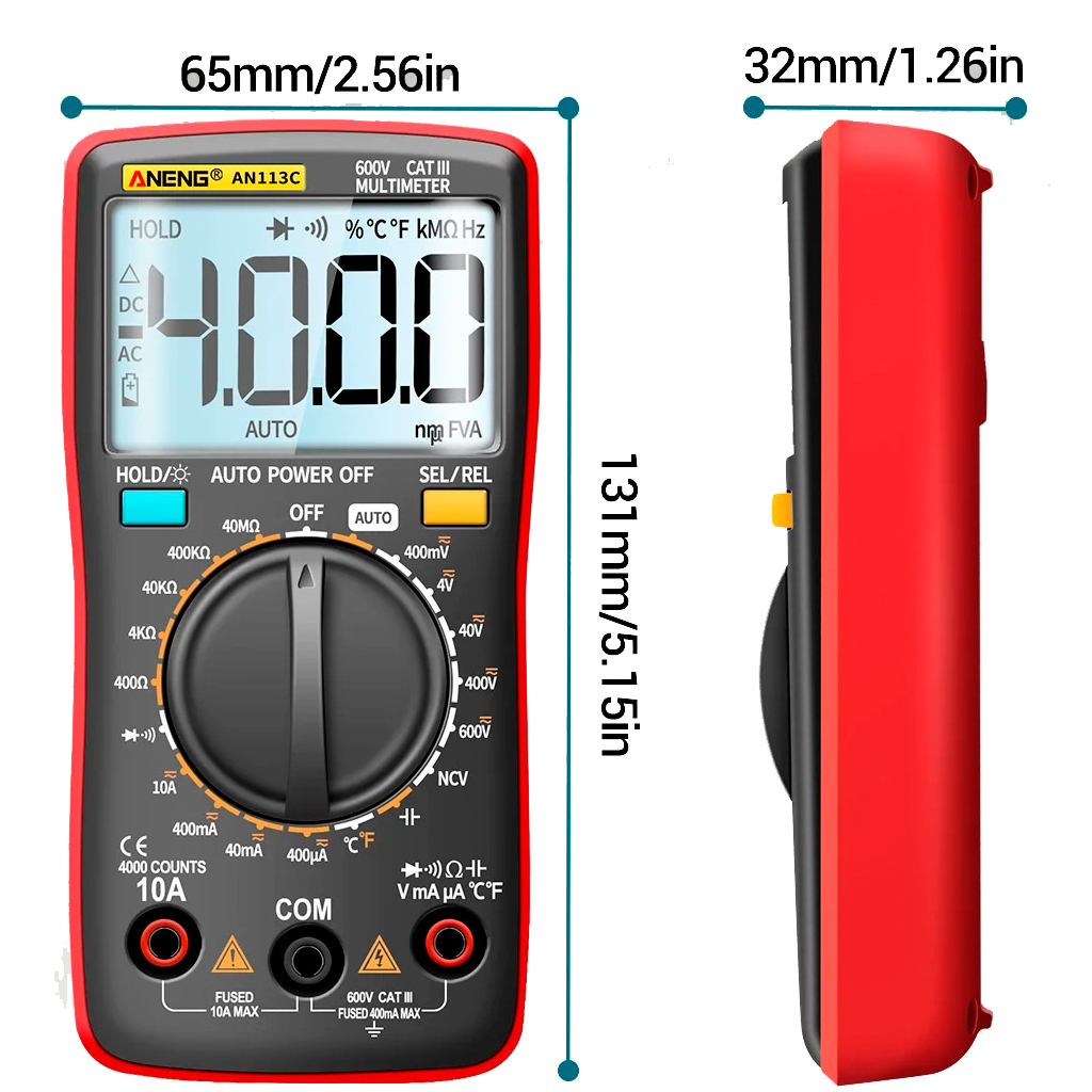 Цифровий мультиметр ANENG AN113C, V, A, R, T, C (AN113C) - зображення 4