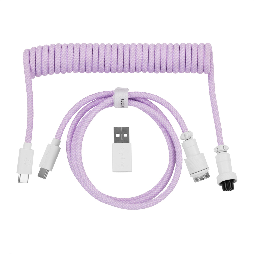 Дата кабель USB-C + USB A to USB-C 1.36m Coiled Aviator purple Keychron (CAB17_KEYCHRON) - зображення 1