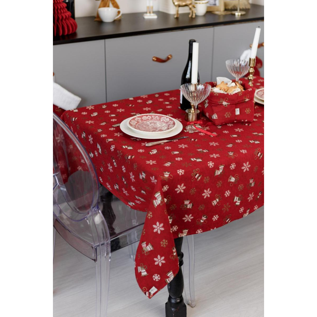 Скатертина Прованс Дзвіночки на червоному 136х220 см (036864) - зображення 1
