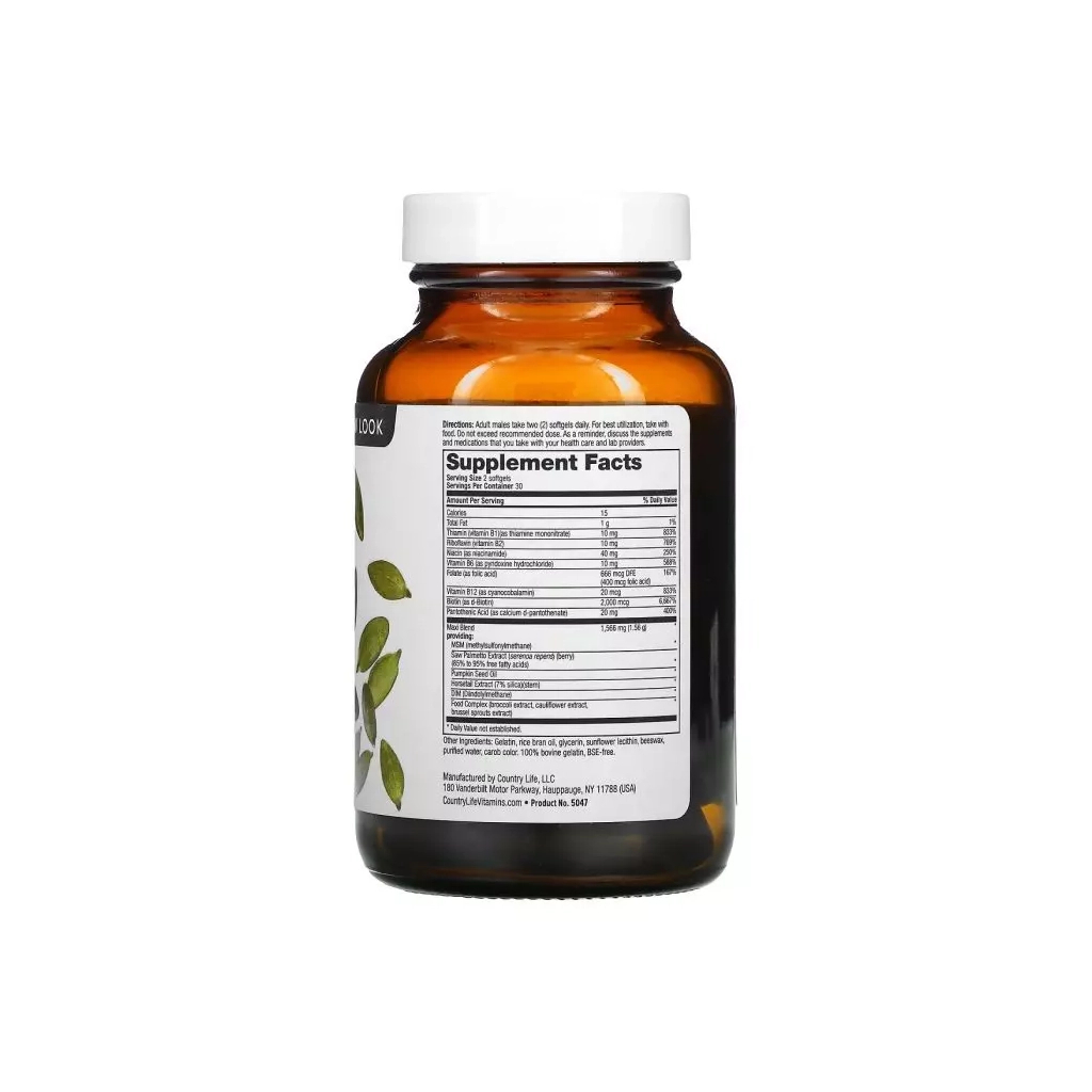 Вітамінно-мінеральний комплекс Country Life Комплекс для Зростання та Зміцнення Волосся для чоловіків, Maxi-Hair (CLF-05047) - зображення 2