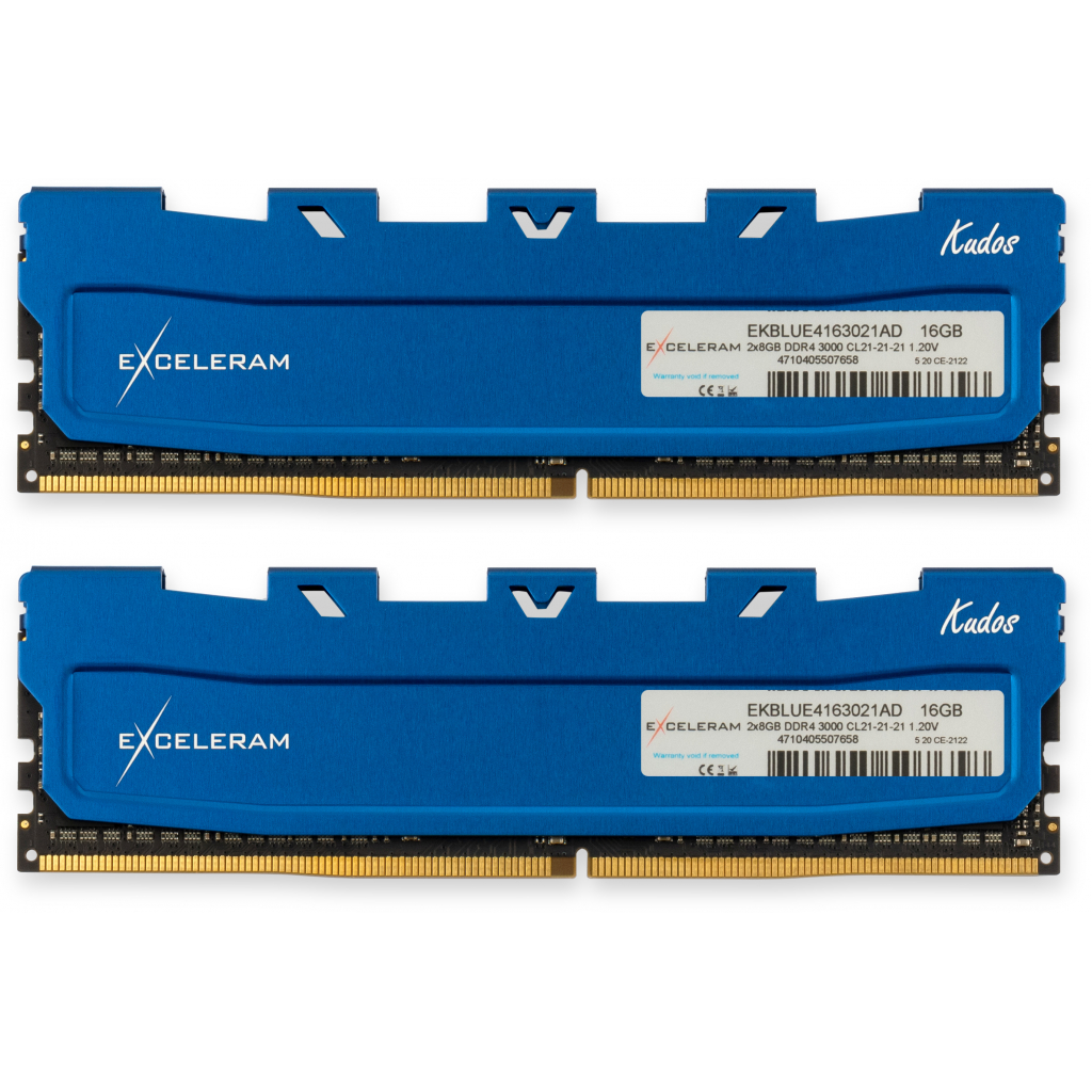 Модуль пам'яті для комп'ютера DDR4 16GB (2x8GB) 3000 MHz Blue Kudos eXceleram (EKBLUE4163021AD) - зображення 1