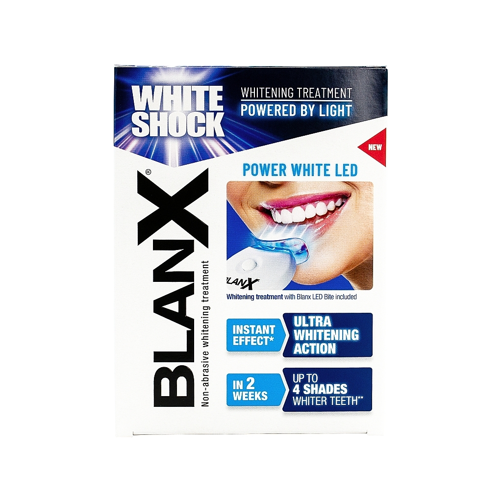 Засіб для відбілювання зубів BlanX Інтенсивний відбілювальний комплекс Зубна паста White Shock + Активатор Led Bite (8017331055427) - изображение 3
