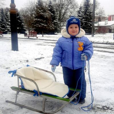 Матрацик в санки Baby Breeze Открытый из овечьей шерсти Blue (19029) - зображення 4