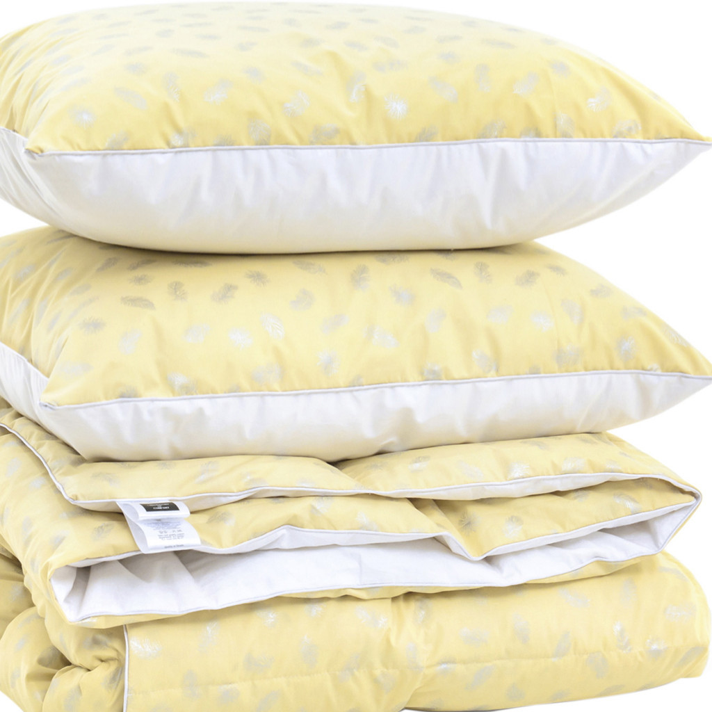 Ковдра MirSon Набір пуховий №2123 Bio-Beige Зима 70% пух 140х205 + подушки 50х70 2 шт пружні (2200003021936) - зображення 1