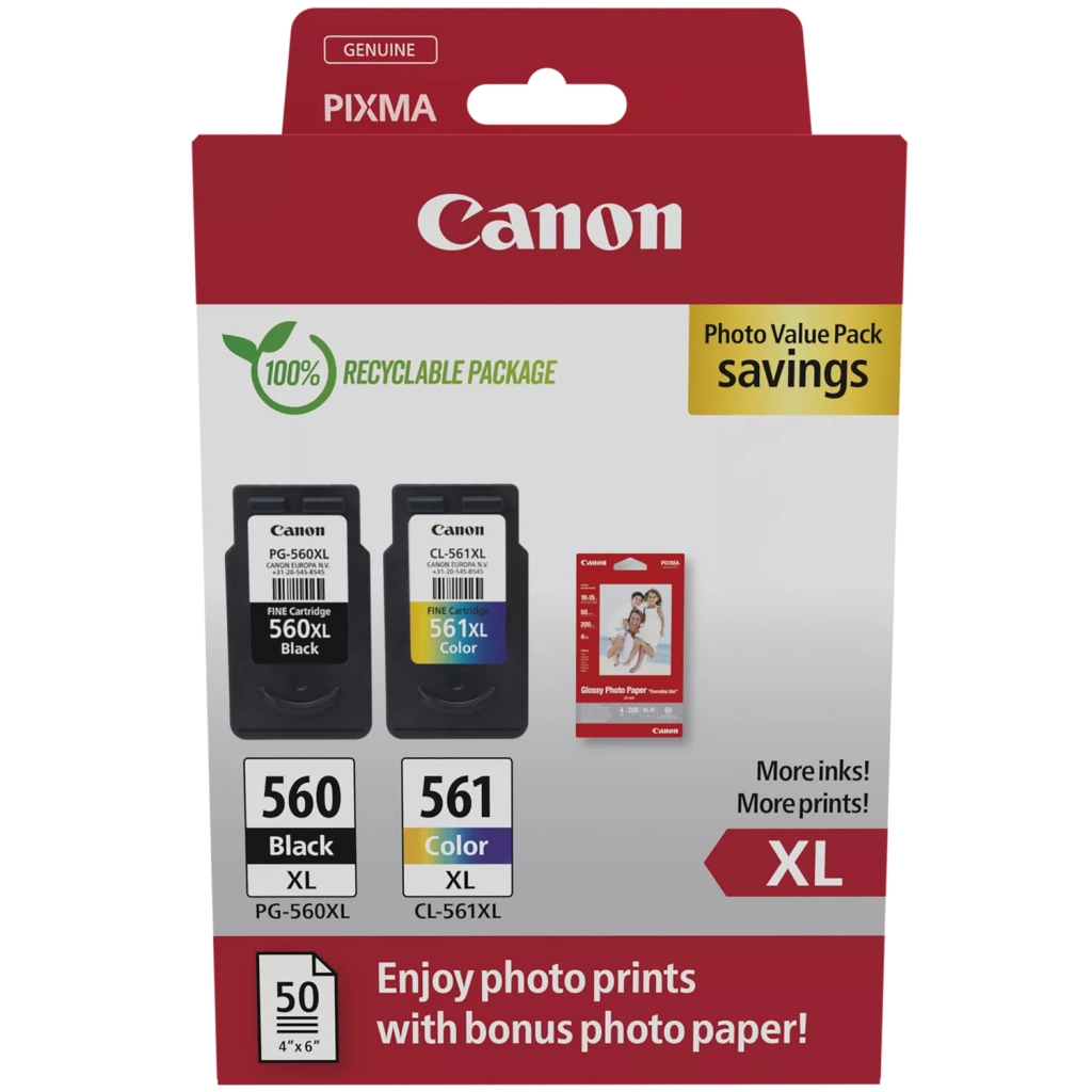 Картридж Canon PG-560/CL-561 XL BK+Color + Photo Paper, Value Pack (3712C008) - зображення 1