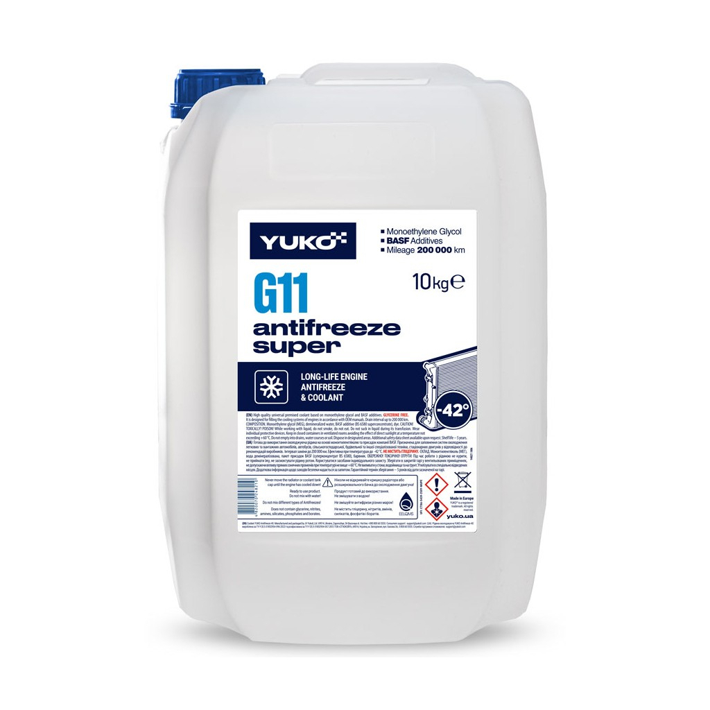 Антифриз Yuko -40 Super G11 синій 9л (10 кг.) (4820070248210) - изображение 1