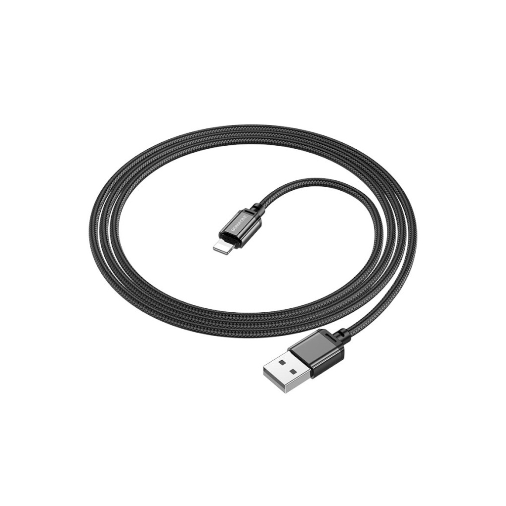 Дата кабель USB 2.0 AM to Lightning 1.0m 2.4A nylon BX87 black BOROFONE (6974443389005) - зображення 3