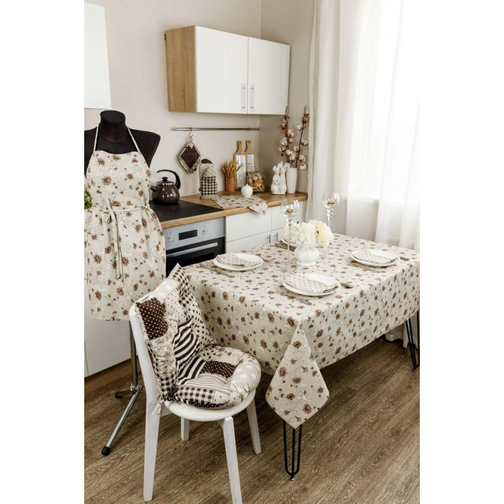 Скатертина Прованс Квіти коричневий Господиня 220х136 см (4823093450981) - зображення 2