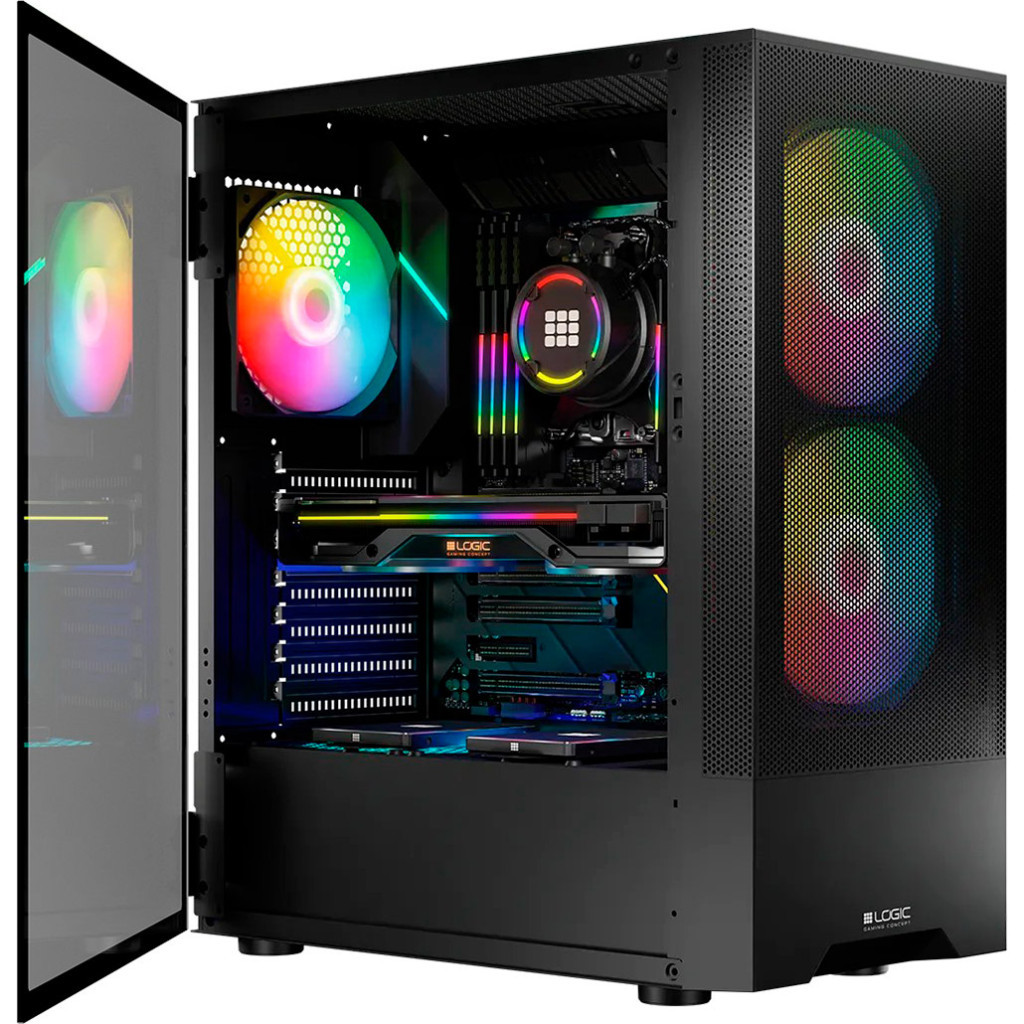 Корпус Logic concept ARYA MESH+GLASS ARGB fans 2x140mm+1x120mm BLACK (AT-ARYA-10-000000-0002) - зображення 12