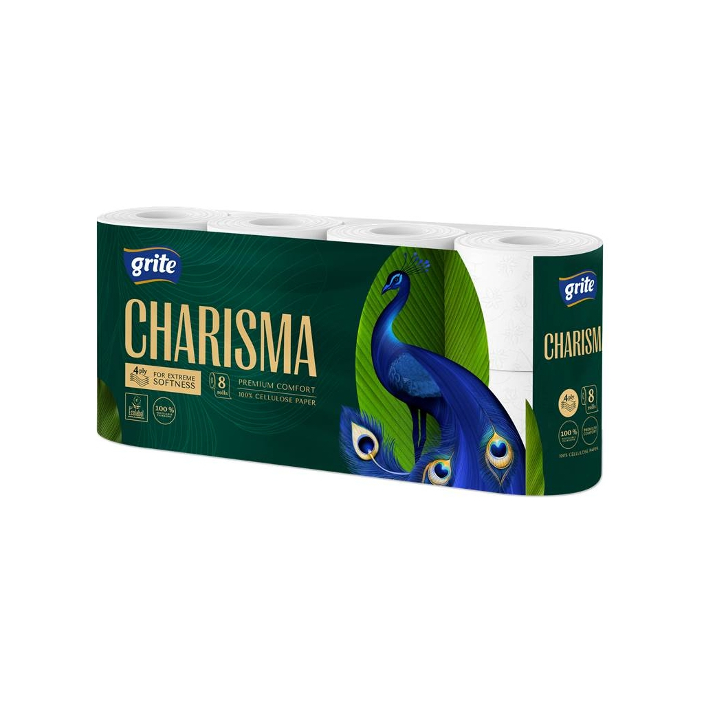 Туалетний папір Grite Charisma 4 шари 8 рулонів (4770023348828/4770023000344) - зображення 1