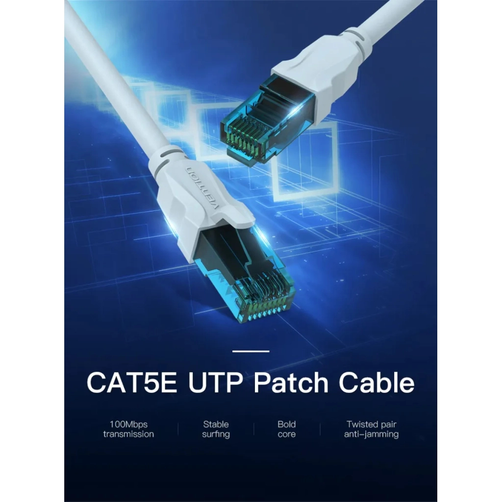 Патч-корд 5м, RJ-45 cat 5e UTP blue Vention (VAP-A10-S500) - зображення 3