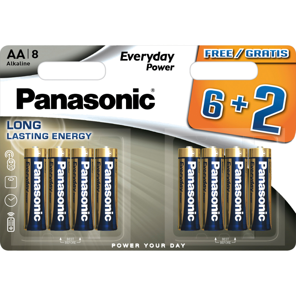 Батарейка Panasonic AA LR6 Everyday Power * 8(6+2) (LR6REE/8B2F) - зображення 1