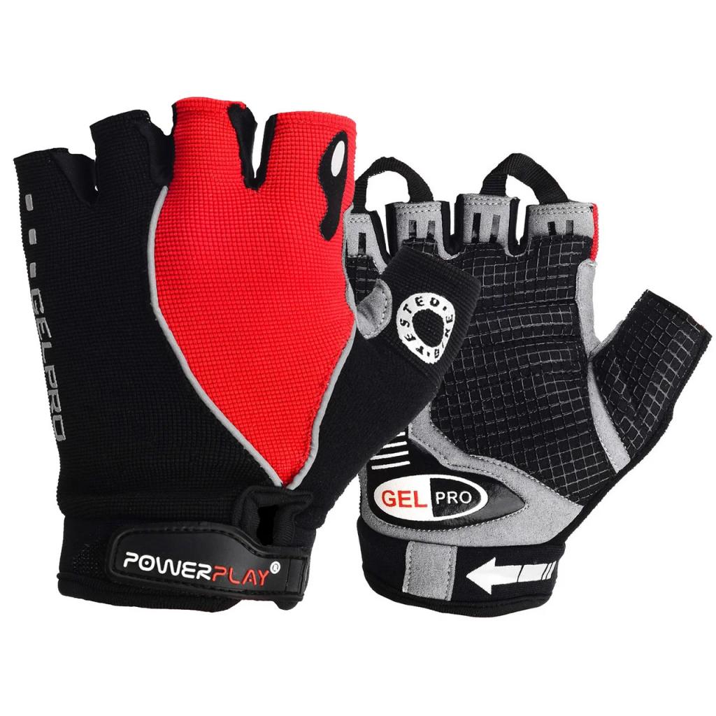 Велорукавиці PowerPlay 5019 Black/Red L (5019D_L_Red) - зображення 1