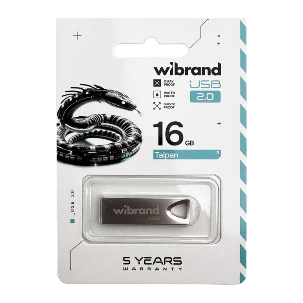 USB флеш накопичувач Wibrand 16GB Taipan Silver USB 2.0 (WI2.0/TA16U2S) - зображення 3