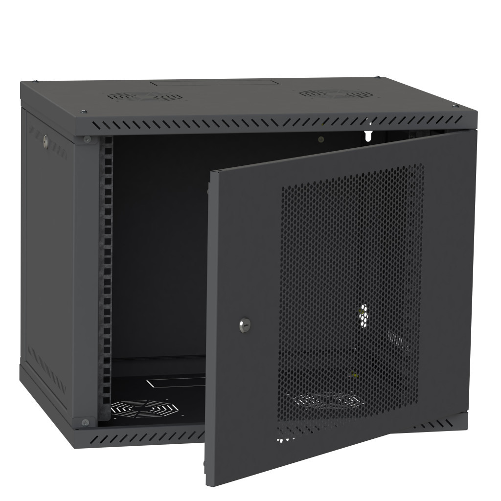 Шафа настінна Ipcom 9U, 600*450, перфорація, RAL9005 (СН-9U-060х045-ДП-9005) - зображення 2
