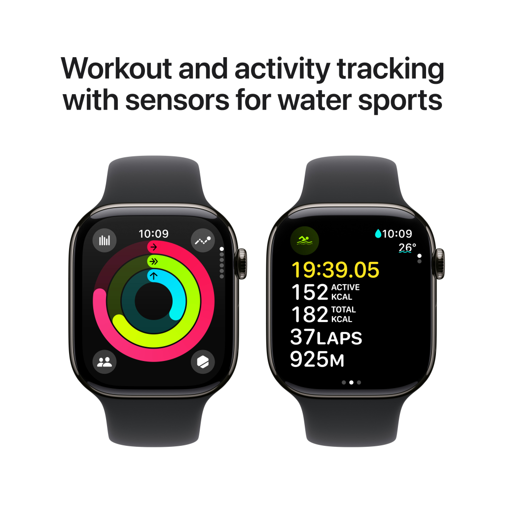 Смарт-годинник Apple Watch Series 10 GPS + Cellular 46mm Slate Titanium Case with Black Sport Band - S/M (MWYD3QH/A) - зображення 4