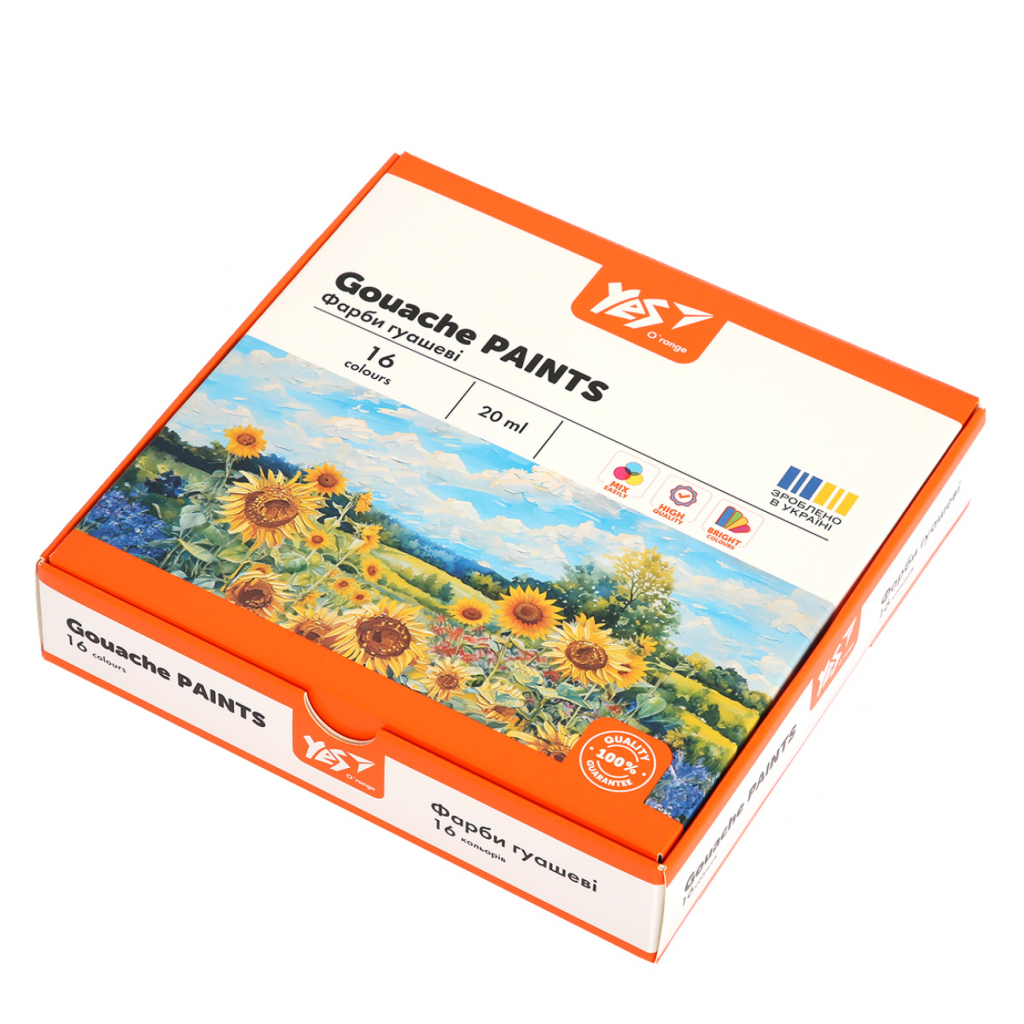 Гуашеві фарби Yes Orange Line 16 кольорів по 20 мл (230433) - зображення 1