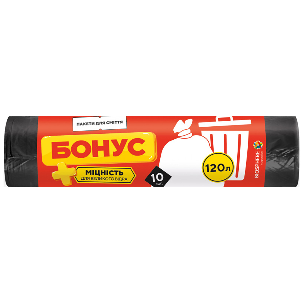 Пакети для сміття Бонус Чорні 120 л 10 шт. (4823071624878) - зображення 1