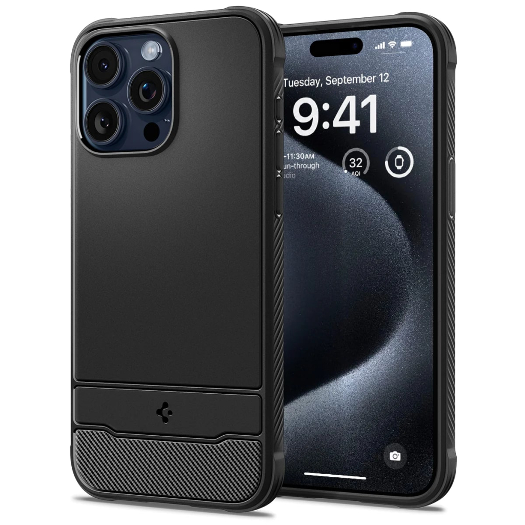 Чохол до мобільного телефона Spigen Apple iPhone 15 Pro Rugged Armor MagFit Matte Black (ACS06703) - зображення 2