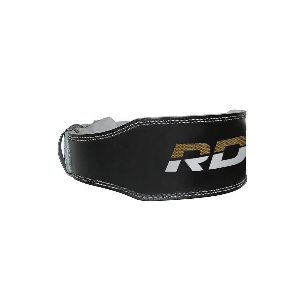Атлетичний пояс RDX 4 шкіряний Black Gold L (WBS-4RB-L) - зображення 4