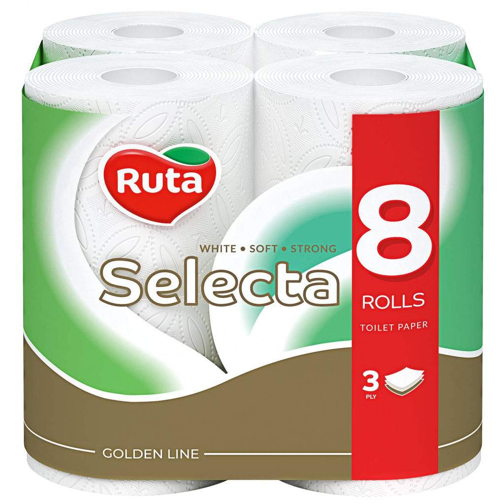 Туалетний папір Ruta Selecta 3 шари 8 рулонів (4820023744806) - зображення 1