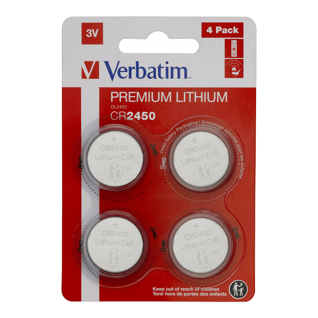 Батарейка Verbatim CR 2450 Lithium 3V * 4 (49535) - зображення 1