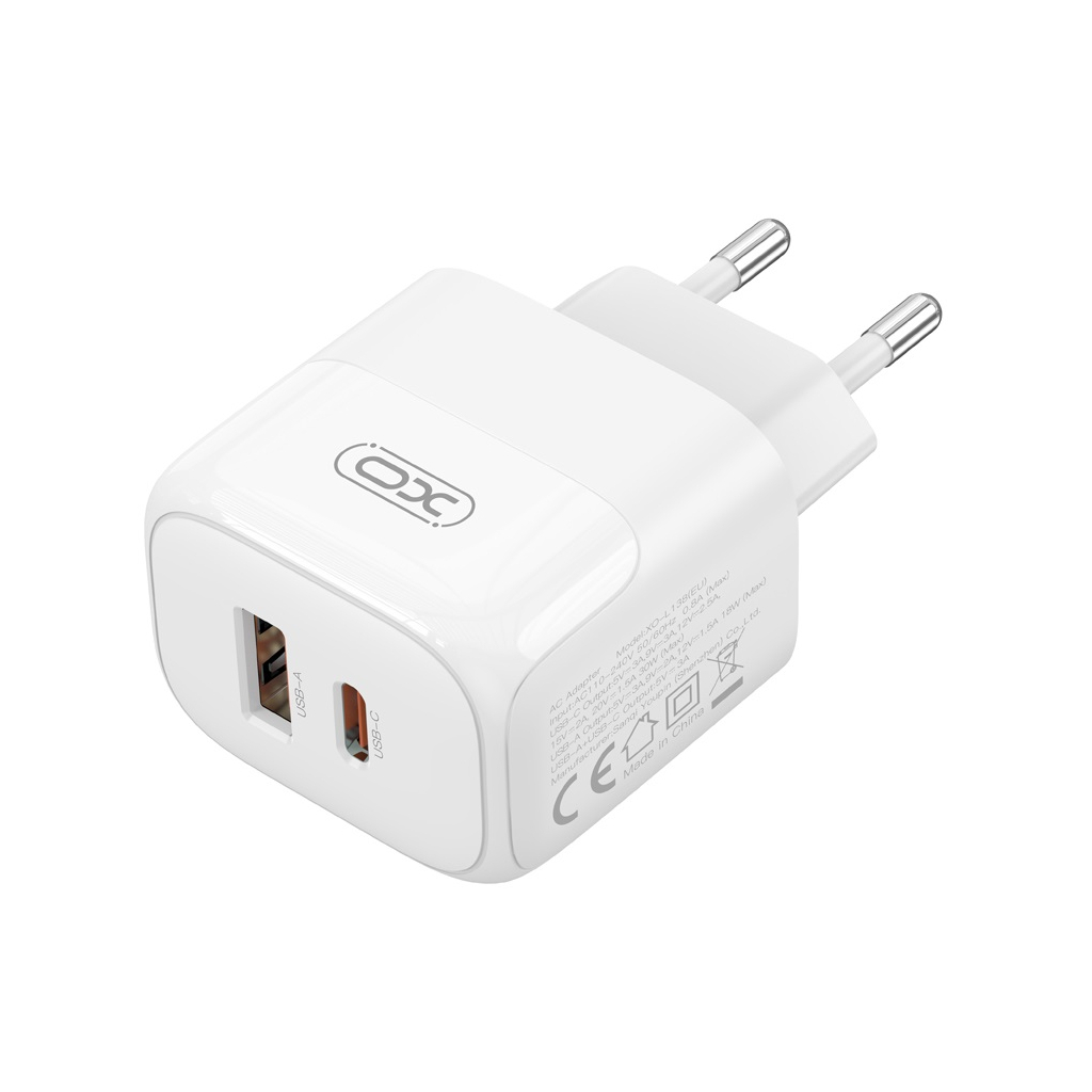 Зарядний пристрій XO L138 48W USB-C PD30W + USB-A QC18W White (L138_White) - зображення 2