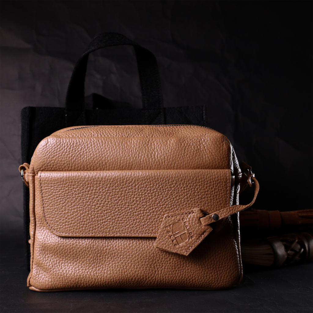 Сумка Grande Pelle Крос-боді з натуральної шкіри Бежева (11652) - зображення 10