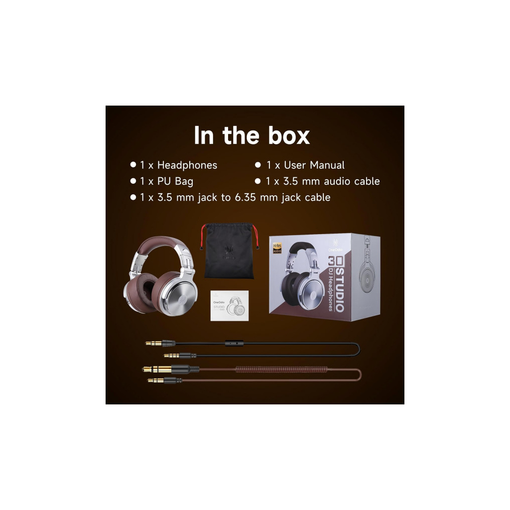 Навушники OneOdio Pro 30 3,5мм/6,35мм Silver (Pro 30 Silver) - зображення 4