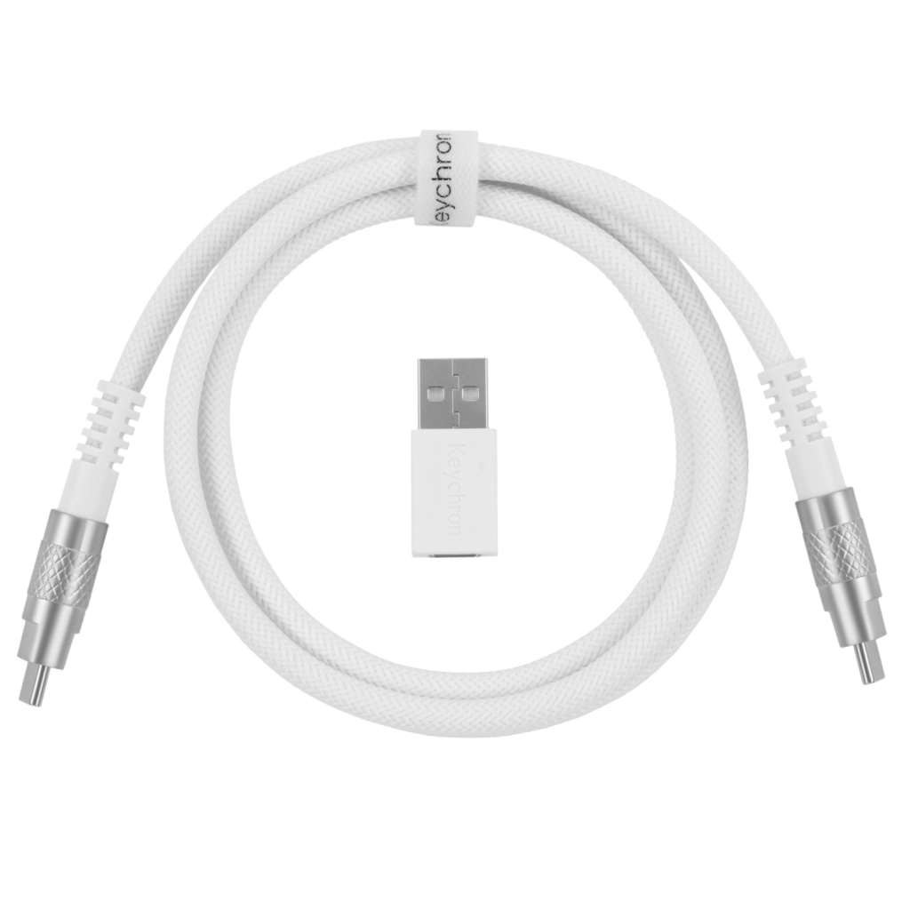 Дата кабель USB-C + USB A to USB-C 1.0m Double-Sleeved Geek white Keychron (CAB20_KEYCHRON) - зображення 1