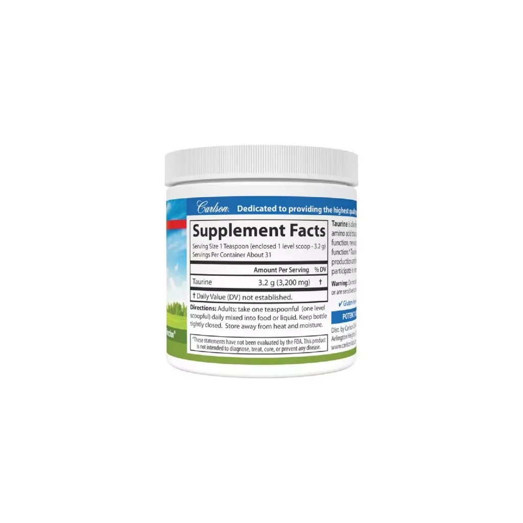 Амінокислота Carlson Таурін у порошку, Taurine, Amino Acid Powder, 100 гр (CL06945) - зображення 2