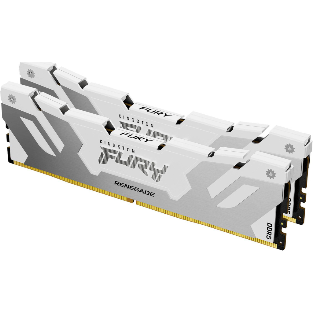 Модуль пам'яті для комп'ютера DDR5 48GB (2x24GB) 8000 MHz Renegade White/Silver Kingston Fury (ex.HyperX) (KF580C38RWK2-48) - зображення 1