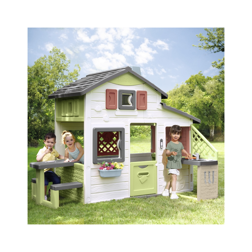 Ігровий будиночок Smoby Life для друзiв з лiтньою кухнею, дверним дзвiнком та столиком, 217х155х172 см (7600810207) - зображення 3